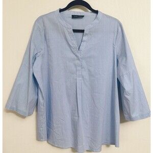 Ivanka Trump Blouse Women Size X-Large Blue White Stripe Preppy East Coast EUC